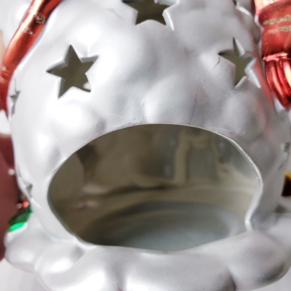 VINTAGE Large Glass Hand Painted Snowman Tea Light Holder - Picture 4 of 12